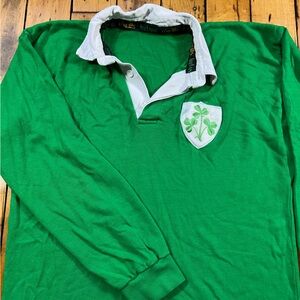 Vintage O’Neills Mens Large Ireland Rugby Shirt Green Embroidered Shamrock Irish